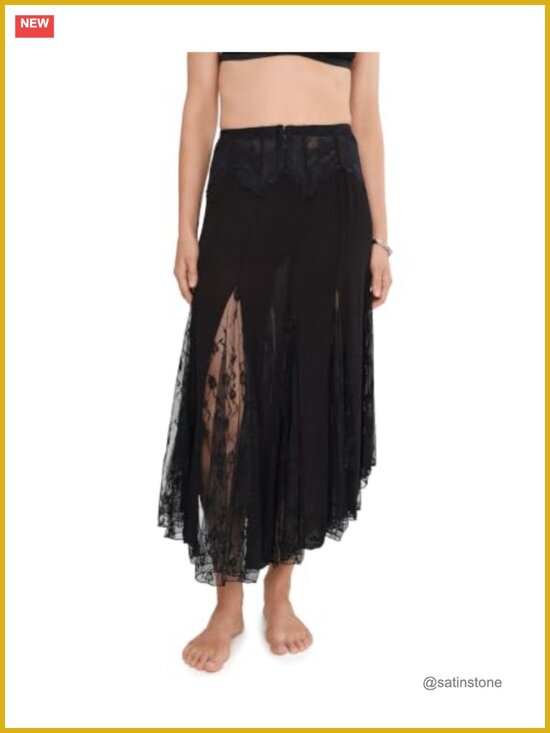Other - Flowy A-line Half Slip with Zigzag Lace, Sheer Mesh, Nylon